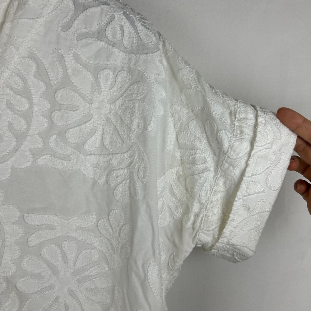 Anthropologie pilcroWhite textured floral oversize shoulder Button Down Shirt XS - Picture 2 of 8